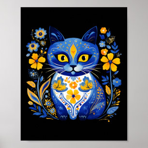 Póster Flor de gato ucraniana vintage bandera ucraniana V