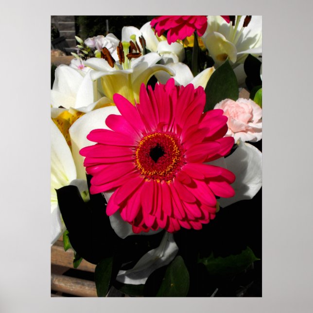 Póster Flor de Gerbera en un ramo de flores (Frente)