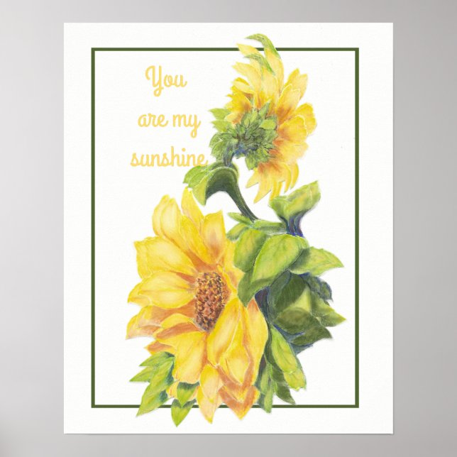 Póster Flor de girasol acuarela usted es sol (Frente)