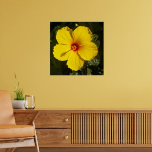 Póster Flor de Hibisco Amarillo Mate de Paraíso Tropical