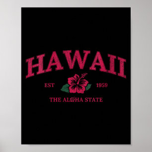 Póster Flor de hibisco estatal aloha vintage femenino de 