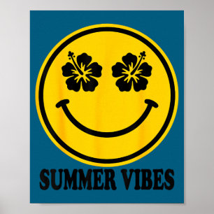 Póster flor de hibisco sonrisa vibraciones de verano cara