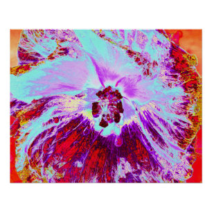 Póster Flor de Hibisco Tropical Abstracta Acuática y Púrp
