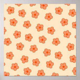 Póster Flor de hippie naranja preppy melocotón