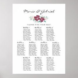 Póster Flor de jardín. Bonita tabla de asientos Boda