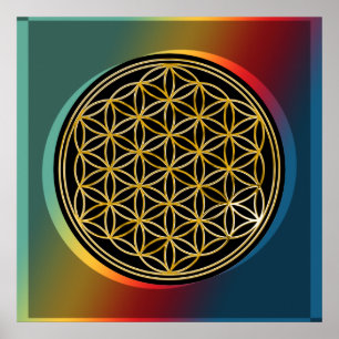 Póster Flor de la Vida / Blume des Lebens - oro