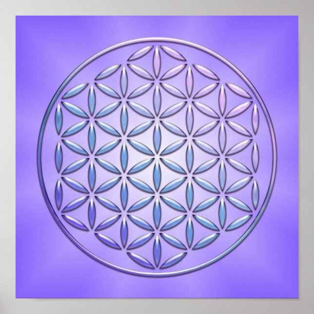 Póster Flor de la Vida / Blume des Lebens - sello violeta (Frente)