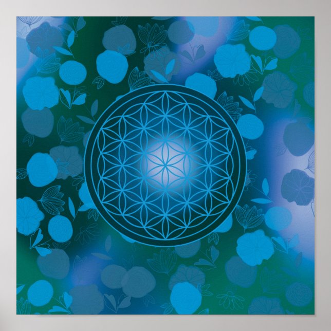 Póster flor de la vida, chakra, zen, geometría sagrada (Frente)