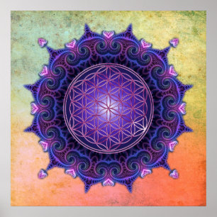 Póster FLOR DE LA VIDA/de DES Lebens - mandala I de Blume