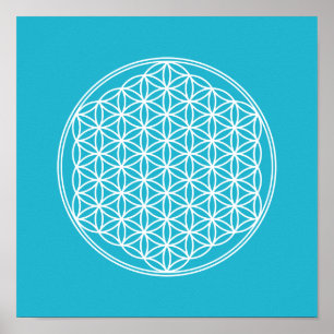 Póster Flor de la Vida - en blanco - patrón geométrico