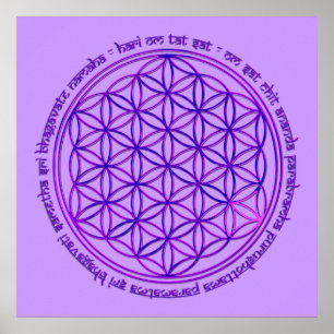 Póster Flor de la vida - mantra de Moola - violeta
