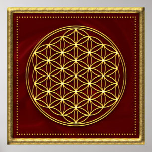 Póster Flor de la vida oro - Flower of life -