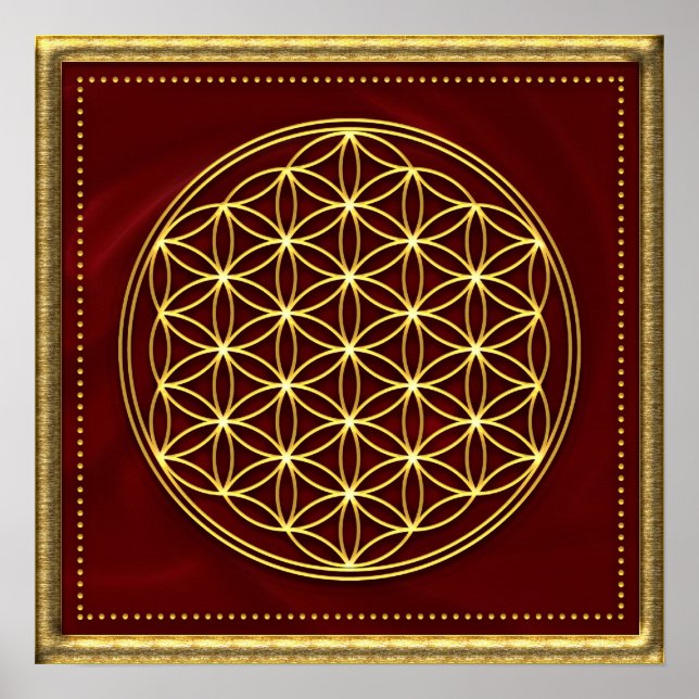 Póster Flor de la vida oro - Flower of life - (Frente)