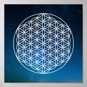 Póster Flor de la Vida -patrón geométrico sagrado -
