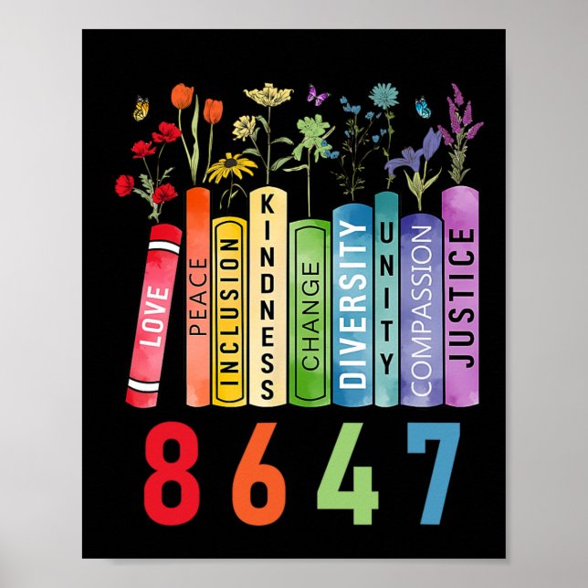 Póster Flor de libro de derechos iguales contra mujeres f (Frente)