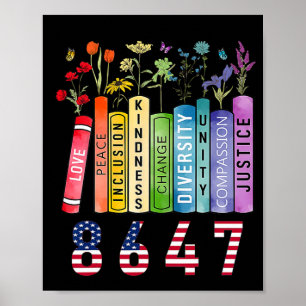 Póster Flor de libro de derechos iguales contra mujeres f