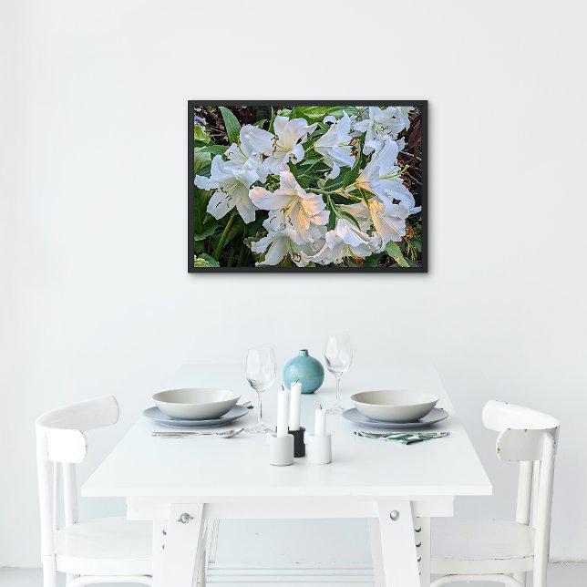 Póster Flor de Lily Oriental Blanca Blooms (In Situ)