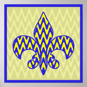 Póster Flor de lis azul y amarilla
