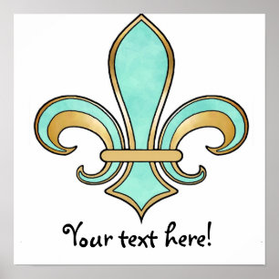 Póster Flor de lis en color sólido - aguamarina de la