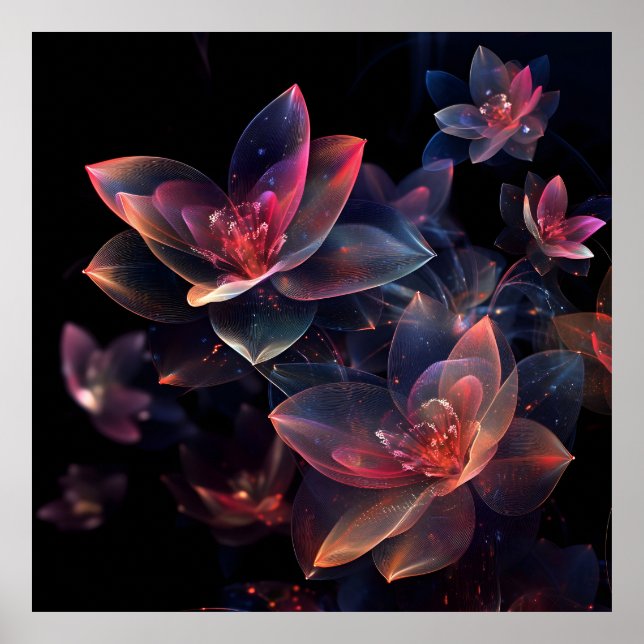 Póster Flor de Loto Cósmico Celestial en Flor (Frente)