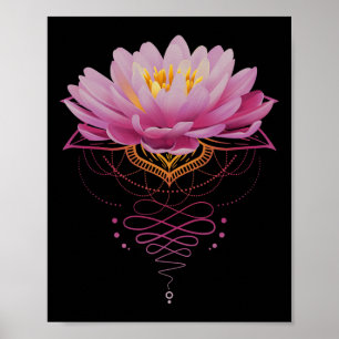 Póster Flor de Loto Espiritual Unalome Meditación Zen Yog