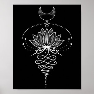 Póster Flor de Loto Espiritual Unalome Zen Meditación Yog