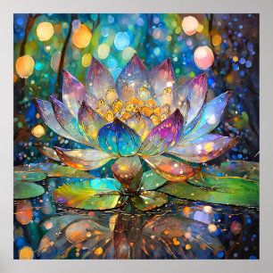 Póster Flor de Loto Iluminada en Flor