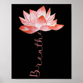 Póster Flor de Loto Rosa Yoga Respira Meditación Yoga Amo