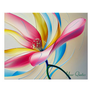 Póster Flor de Magnolia Abstracta en Acuarela
