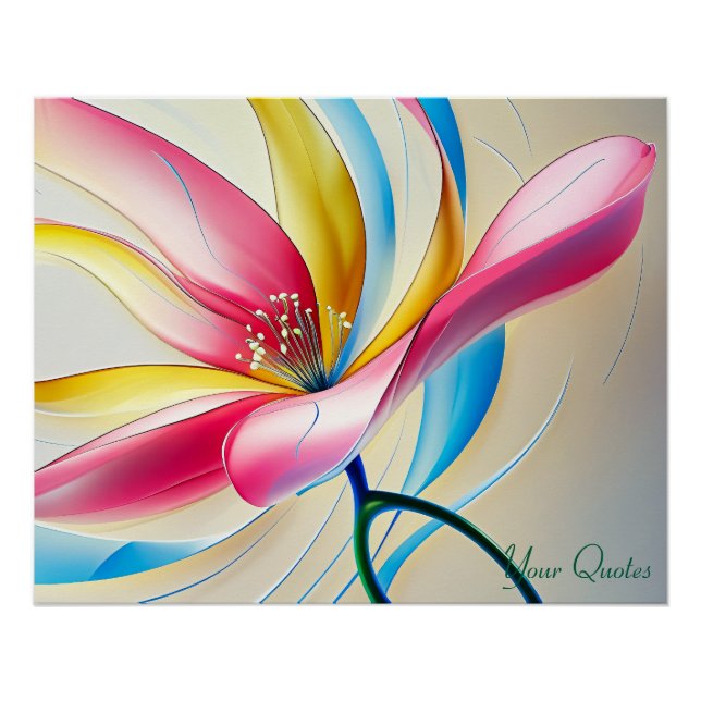 Póster Flor de Magnolia Abstracta en Acuarela (Anverso)