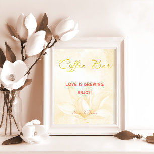Póster Flor de magnolia etérea, bar cafetería Boda