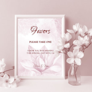 Póster Flor de magnolia etérea, favores de boda