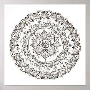 Póster Flor de Mandala en la página de color