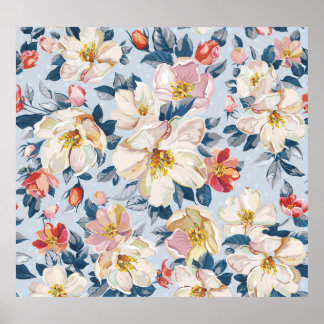 Póster Flor de manzana, patrón de elegancia.