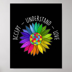Póster Flor de margarita de concientización sobre el auti
