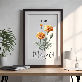 Póster Flor de Marigold del Mes de Nacimiento de Octubre