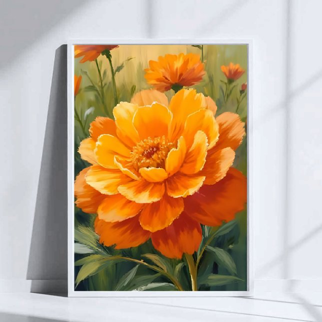Póster Flor de Marigold | Floral Pintada Acuarela Naranja (Subido por el creador)