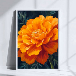 Póster Flor de Marigold Pintura Floral Acuarela