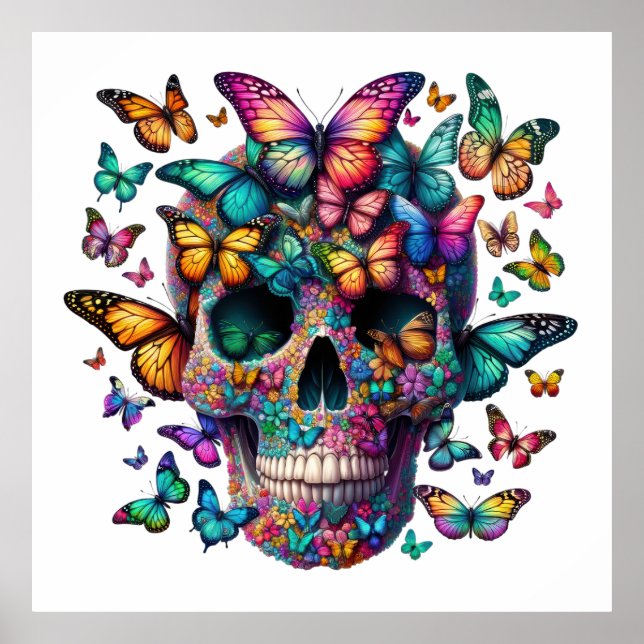 Póster Flor de mariposa Blossom Skull (Frente)