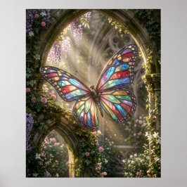Póster Flor de Mariposa de Vidrio Teñido