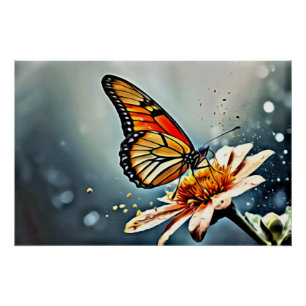 Póster *~* Flor de mariposa monarca Artsy Taupe AP52
