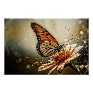 Póster *~* Flor de mariposa monarca Artsy Taupe AP52