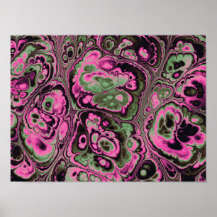 Póster Flor de mármol rosa y salvia