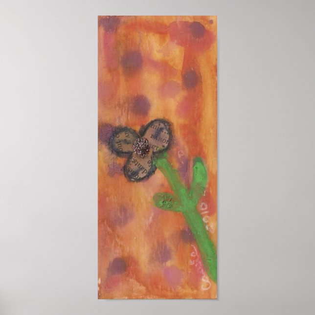 Póster Flor de medios mixtos (Frente)