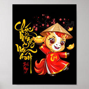 Póster Flor de melocotón Año Nuevo Lunar Vietnamita Cabal