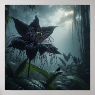 Póster Flor de Murciélago Entre Plantas Tropicales Raras