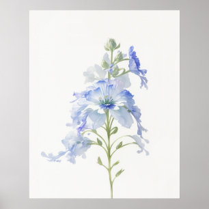 Póster Flor de nacimiento de Delphinium de julio