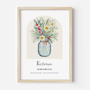 Póster Flor de nacimiento de narciso de acebo de diciembr