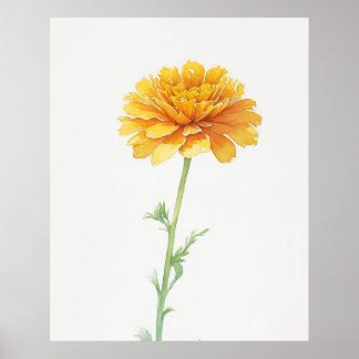 Póster Flor de Nacimiento Marigold de Octubre