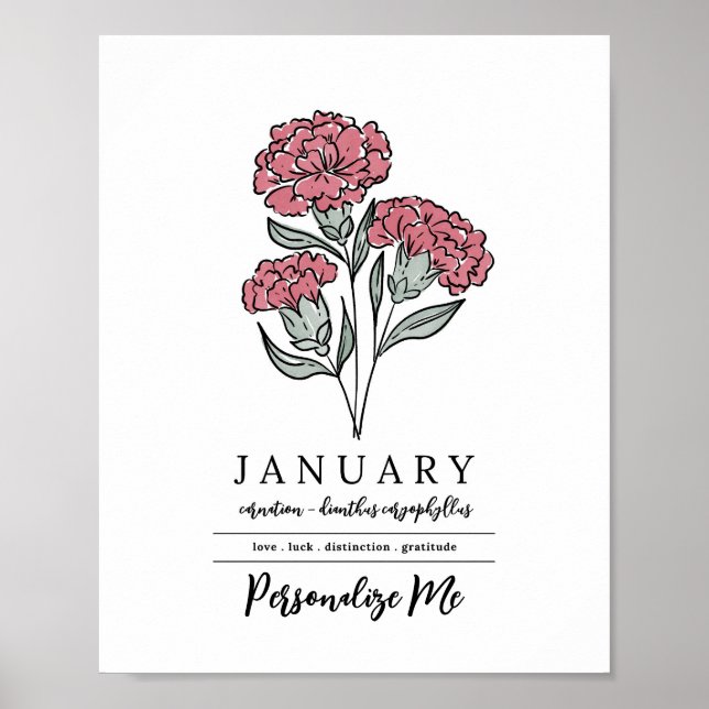 Póster Flor de natalidad personalizada en enero de carnac (Frente)